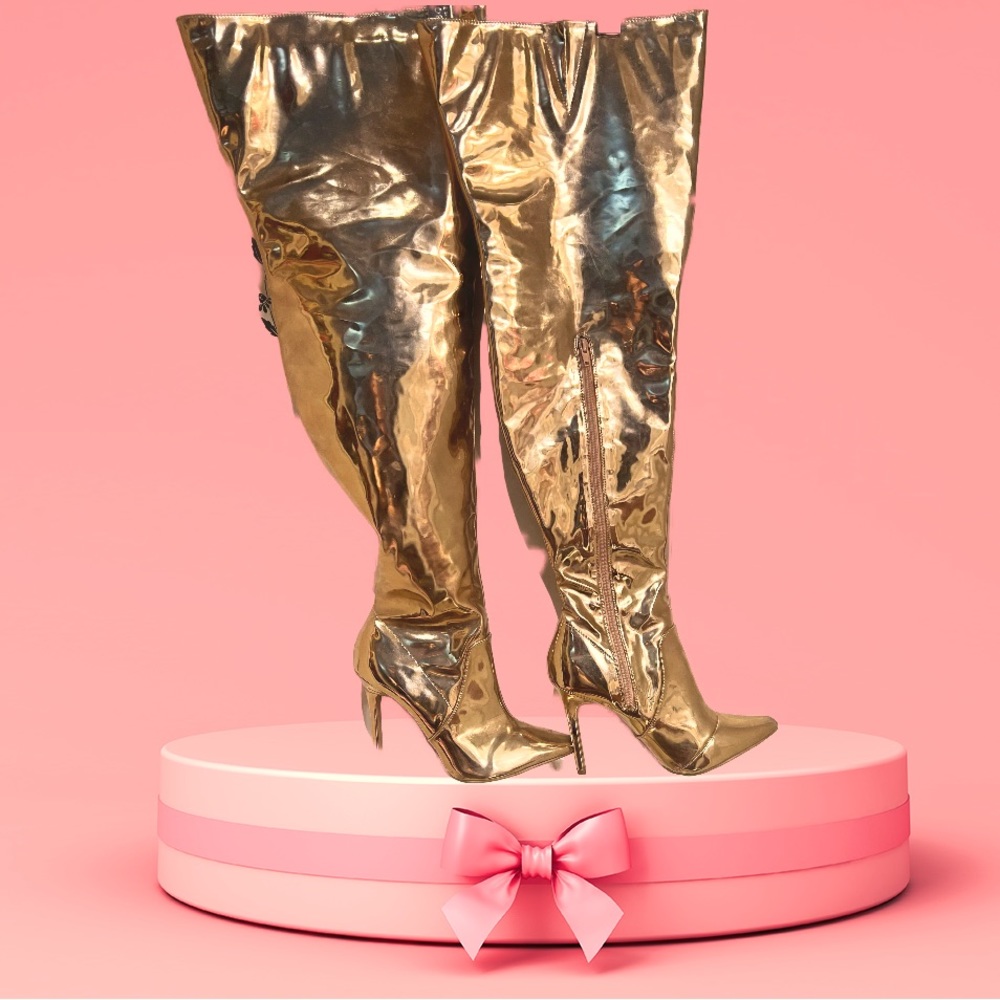 Like new size 9 Rose Gold Thigh high Boots!